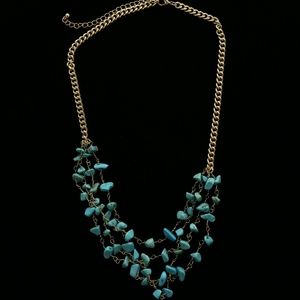 Luxury Semi-Precious Necklace Gold/Blue NWOT